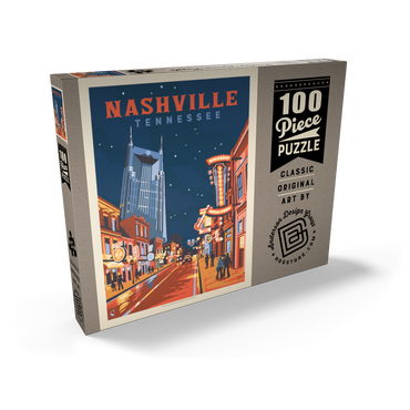 Darstellung des Puzzle Motivs Nashville, TN: Broadway Lights, Vintage Poster 100 Puzzle Schachtel Ansicht2