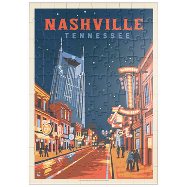 Darstellung des Puzzle Motivs puzzleplate Nashville, TN: Broadway Lights, Vintage Poster 100 Puzzle