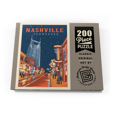 Darstellung des Puzzle Motivs Nashville, TN: Broadway Lights, Vintage Poster 200 Puzzle Schachtel Ansicht3