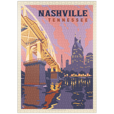 Darstellung des Puzzle Motivs puzzleplate Nashville, TN: Riverfront Evening, Vintage Poster 1000 Puzzle