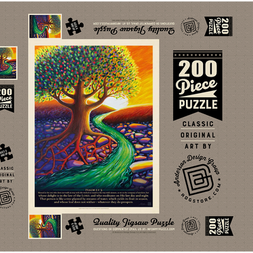 Darstellung des Puzzle Motivs Psalm 1:1-3, Vintage Poster 200 Puzzle Schachtel 3D Modell
