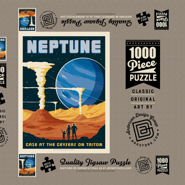 Darstellung des Puzzle Motivs Neptune: The Geysers Of Triton, Vintage Poster 1000 Puzzle Schachtel 3D Modell