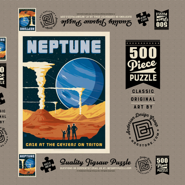 Darstellung des Puzzle Motivs Neptune: The Geysers Of Triton, Vintage Poster 500 Puzzle Schachtel 3D Modell