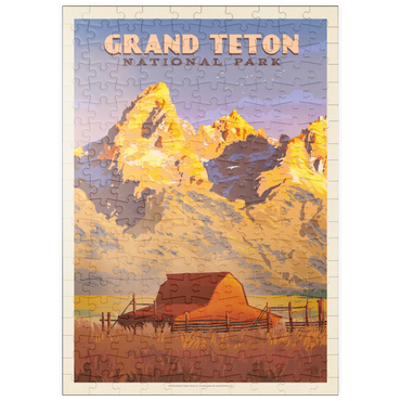 Darstellung des Puzzle Motivs puzzleplate Grand Teton National Park: Barn, Vintage Poster 200 Puzzle