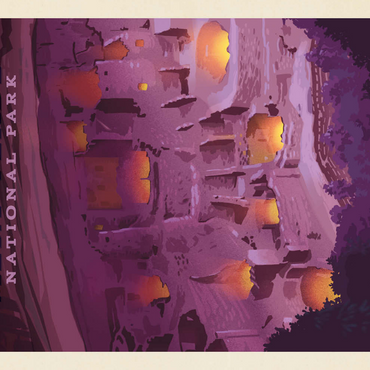 Darstellung des Puzzle Motivs Mesa Verde National Park: Evening Glow, Vintage Poster 500 Puzzle 3D Modell