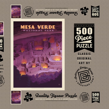 Darstellung des Puzzle Motivs Mesa Verde National Park: Evening Glow, Vintage Poster 500 Puzzle Schachtel 3D Modell