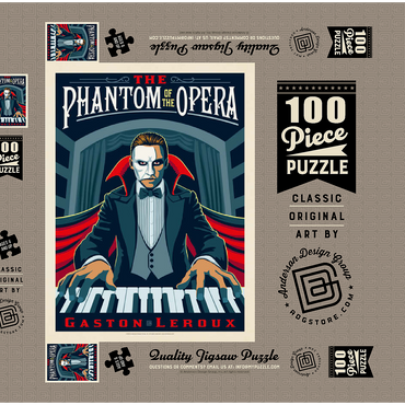 Darstellung des Puzzle Motivs The Phantom Of The Opera: Gaston Laroux, Vintage Poster 100 Puzzle Schachtel 3D Modell