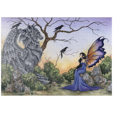 Darstellung des Puzzle Motivs puzzleplate The Stone Guardian Fairy – Amy Brown 1000 Puzzle