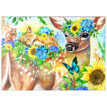 Darstellung des Puzzle Motivs puzzleplate Forest Fawn and Friends Fox squirrel - Sheena Pike 500 Puzzle