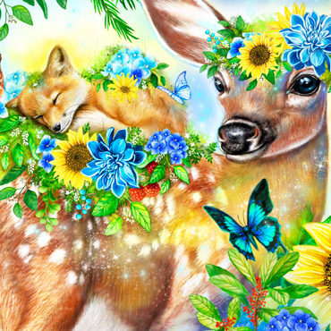 Darstellung des Puzzle Motivs Forest Fawn and Friends Fox squirrel - Sheena Pike 500 Puzzle 3D Modell