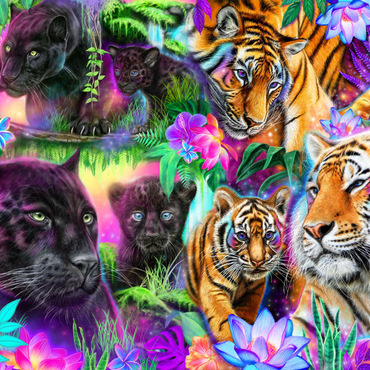 Darstellung des Puzzle Motivs Magical Neon Big Cats - Sheena Pike 1000 Puzzle 3D Modell