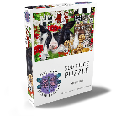 Darstellung des Puzzle Motivs Cookies and Milk Cow and Kitties - Sheena Pike 500 Puzzle Schachtel Ansicht2