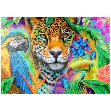 Darstellung des Puzzle Motivs puzzleplate Faces of Nature Macaw Jaguar Toucan - Sheena Pike 1000 Puzzle