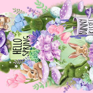 Darstellung des Puzzle Motivs Spring Bunny Bounty Easter - Sheena Pike 500 Puzzle 3D Modell