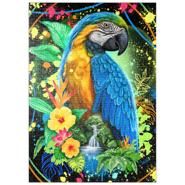 Darstellung des Puzzle Motivs puzzleplate Blue Macaw Animal Spirit - Sheena Pike 500 Puzzle
