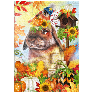 Darstellung des Puzzle Motivs puzzleplate Autumn Greetings Bunny - Sheena Pike 1000 Puzzle