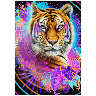 Darstellung des Puzzle Motivs puzzleplate Neon Tiger Animal Spirit - Sheena Pike 1000 Puzzle