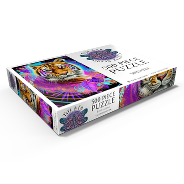 Darstellung des Puzzle Motivs Neon Tiger Animal Spirit - Sheena Pike 500 Puzzle Schachtel Ansicht1