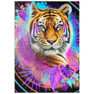 Darstellung des Puzzle Motivs puzzleplate Neon Tiger Animal Spirit - Sheena Pike 500 Puzzle