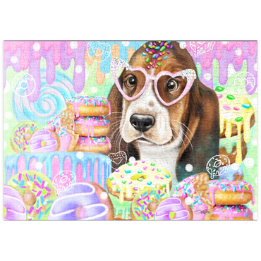 Darstellung des Puzzle Motivs puzzleplate Donut Sweetie Hound Puppy - Sheena Pike 500 Puzzle