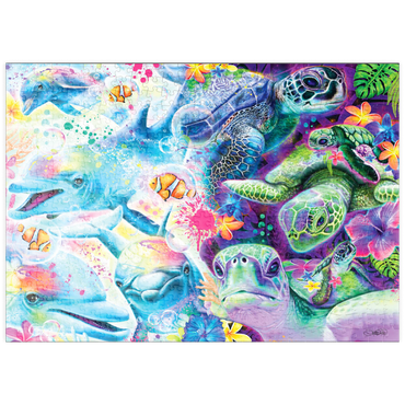 Darstellung des Puzzle Motivs puzzleplate Magical Dolphins and Turtles - Sheena Pike 500 Puzzle