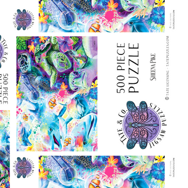 Darstellung des Puzzle Motivs Magical Dolphins and Turtles - Sheena Pike 500 Puzzle Schachtel 3D Modell