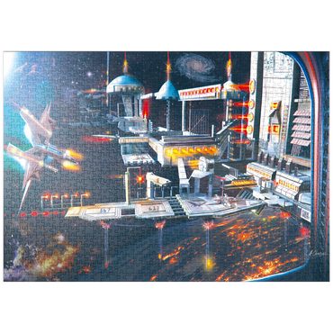 Darstellung des Puzzle Motivs puzzleplate Space Station Landing Bay - Anthony Christou 1000 Puzzle