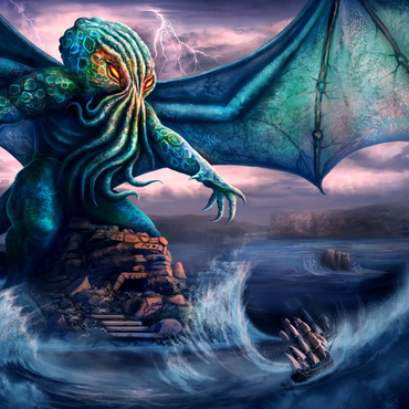 Darstellung des Puzzle Motivs Cthulu Lovecraft Horror - Anthony Christou 1000 Puzzle 3D Modell