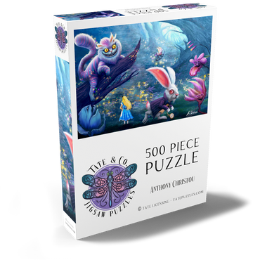 Darstellung des Puzzle Motivs Alice in Wonderland & Cheshire Cat - Anthony Christou 500 Puzzle Schachtel Ansicht2