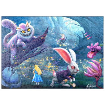 Darstellung des Puzzle Motivs puzzleplate Alice in Wonderland & Cheshire Cat - Anthony Christou 500 Puzzle