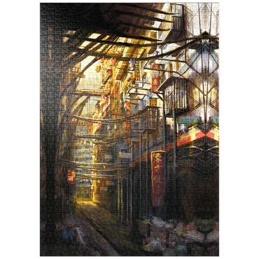 Darstellung des Puzzle Motivs puzzleplate –Kowloon-China Cyberpunk Landscape - Anthony Christou 1000 Puzzle