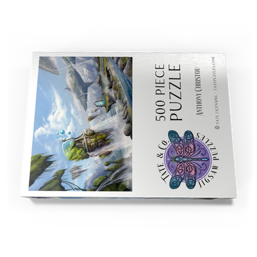 Darstellung des Puzzle Motivs –Waterfalls Dreamscape Argolida Surreal Landscape -Anthony Christou 500 Puzzle Schachtel Ansicht3