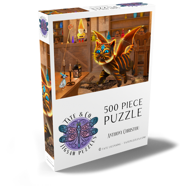 Darstellung des Puzzle Motivs Bixie Cat Dragon - Anthony Christou 500 Puzzle Schachtel Ansicht2