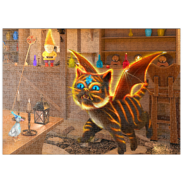 Darstellung des Puzzle Motivs puzzleplate Bixie Cat Dragon - Anthony Christou 500 Puzzle