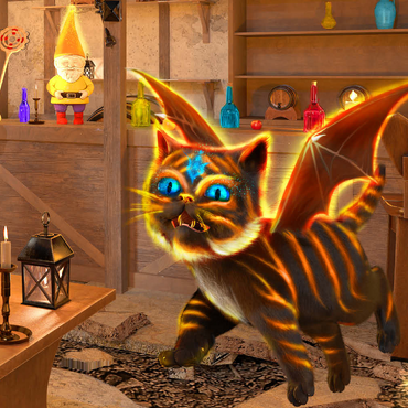 Darstellung des Puzzle Motivs Bixie Cat Dragon - Anthony Christou 500 Puzzle 3D Modell