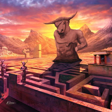 Darstellung des Puzzle Motivs Greek Labyrinth of Alithiiria Mythology -Anthony Christou 500 Puzzle 3D Modell