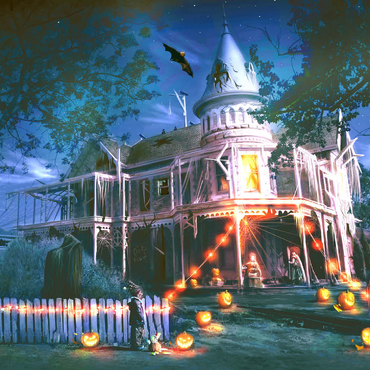 Darstellung des Puzzle Motivs Halloween Haunted House - Anthony Christou 500 Puzzle 3D Modell
