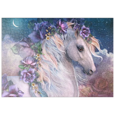 Darstellung des Puzzle Motivs puzzleplate MoonFlower Horse - Laurie Prindle 500 Puzzle