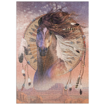 Darstellung des Puzzle Motivs puzzleplate Native Son Native American Horse Laurie Prindle 500 Puzzle