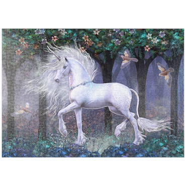 Darstellung des Puzzle Motivs puzzleplate Sacred Grove Unicorn Laurie Prindle 1000 Puzzle