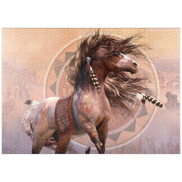 Darstellung des Puzzle Motivs puzzleplate Spirit Warrior Native American Horse Laurie Prindle 1000 Puzzle