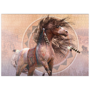 Darstellung des Puzzle Motivs puzzleplate Spirit Warrior Native American Horse Laurie Prindle 500 Puzzle