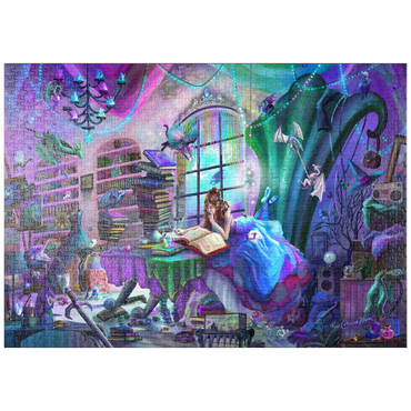 Darstellung des Puzzle Motivs puzzleplate Magic Study Violet Edition - Rose Cat Khan 1000 Puzzle