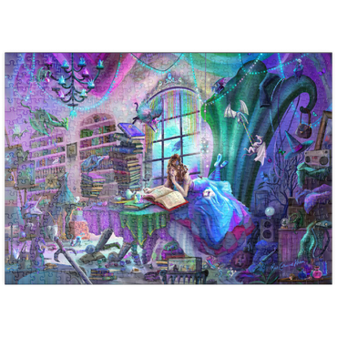 Darstellung des Puzzle Motivs puzzleplate Magic Study Violet Edition - Rose Cat Khan 500 Puzzle