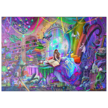 Darstellung des Puzzle Motivs puzzleplate Magic Study Rainbow Edition - Rose Cat Khan 500 Puzzle