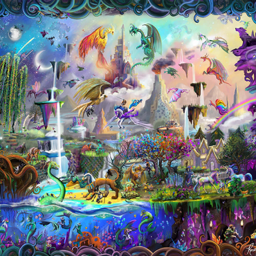 Darstellung des Puzzle Motivs Magical Mythology - Rose Cat Khan 500 Puzzle 3D Modell