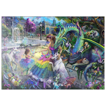 Darstellung des Puzzle Motivs puzzleplate Dragon's Garden - Rose Cat Khan 200 Puzzle