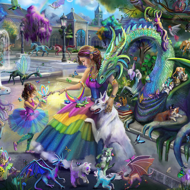 Darstellung des Puzzle Motivs Dragon's Garden - Rose Cat Khan 200 Puzzle 3D Modell