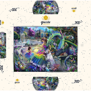 Darstellung des Puzzle Motivs Dragon's Garden - Rose Cat Khan 200 Puzzle Schachtel 3D Modell