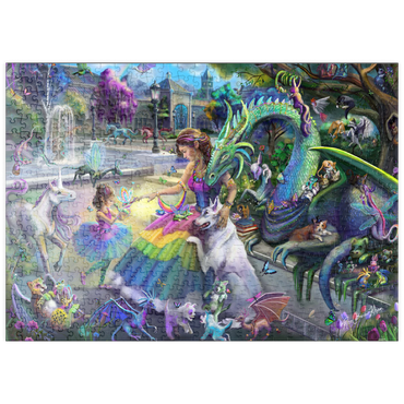 Darstellung des Puzzle Motivs puzzleplate Dragon's Garden - Rose Cat Khan 500 Puzzle